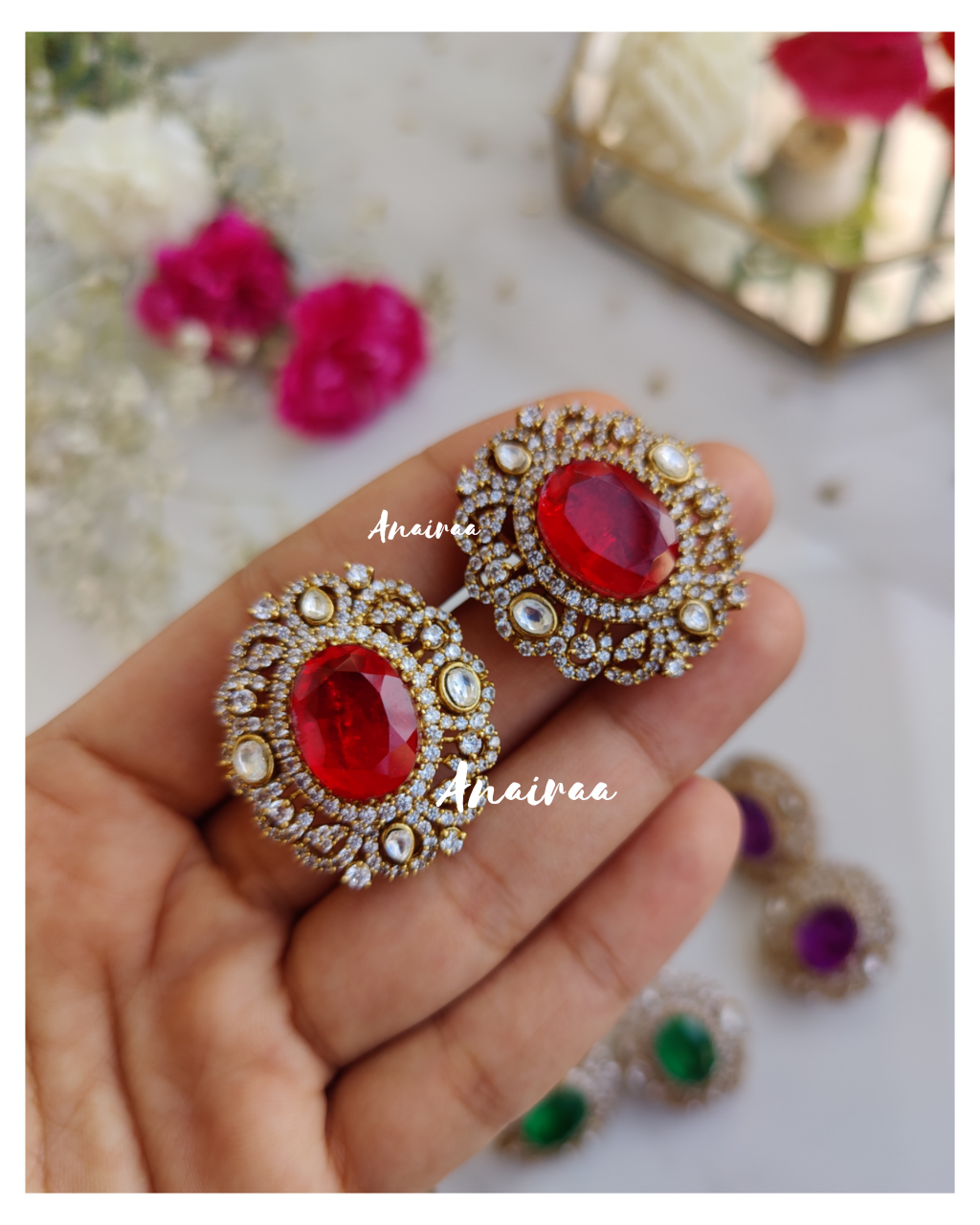 Ruby Victorian studs