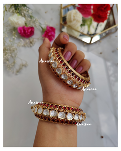Polki ruby openable bangles