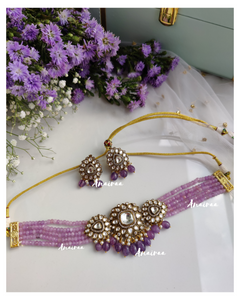 Purple polki choker set