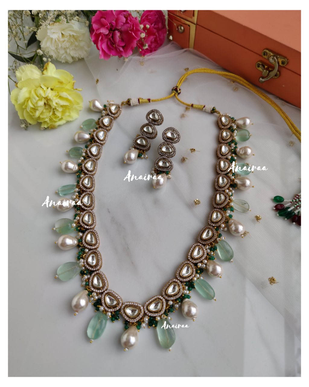 Polki long necklace(dispatch time 2 to 3 weeks)