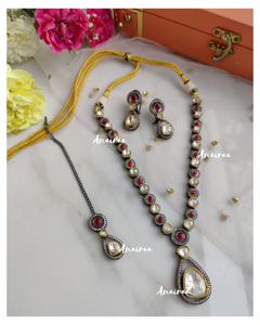 Polki ruby long necklace