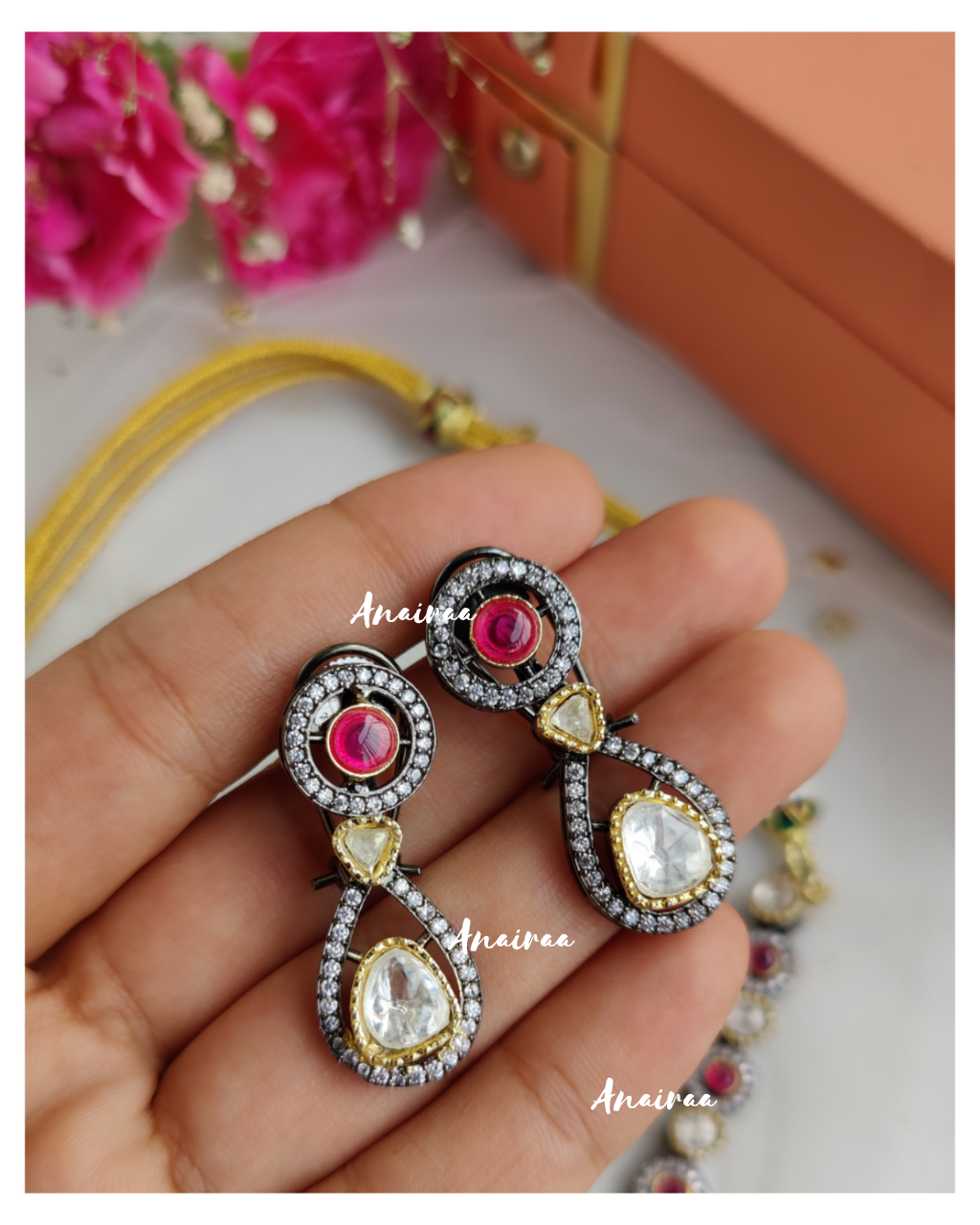 Polki ruby long necklace