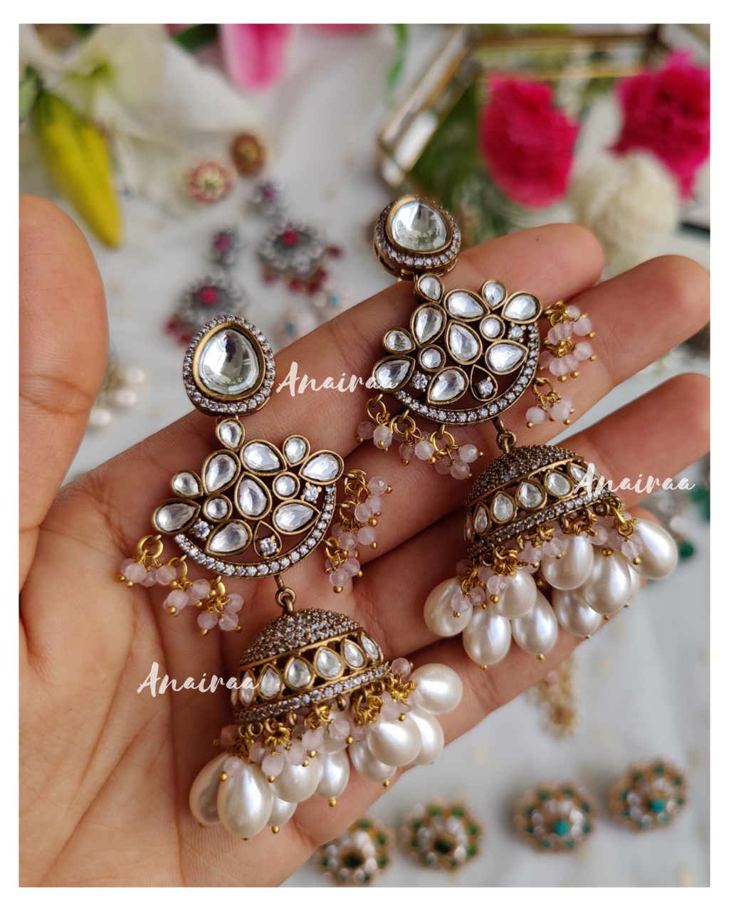 Gold Kundan Jhumkas-pearl Jhumka Earrings-triple Jhumka-tiered Jhumka  Earrings-freshwater Pearl Earrings, Long Jhumkas,kundan Earrings - Etsy