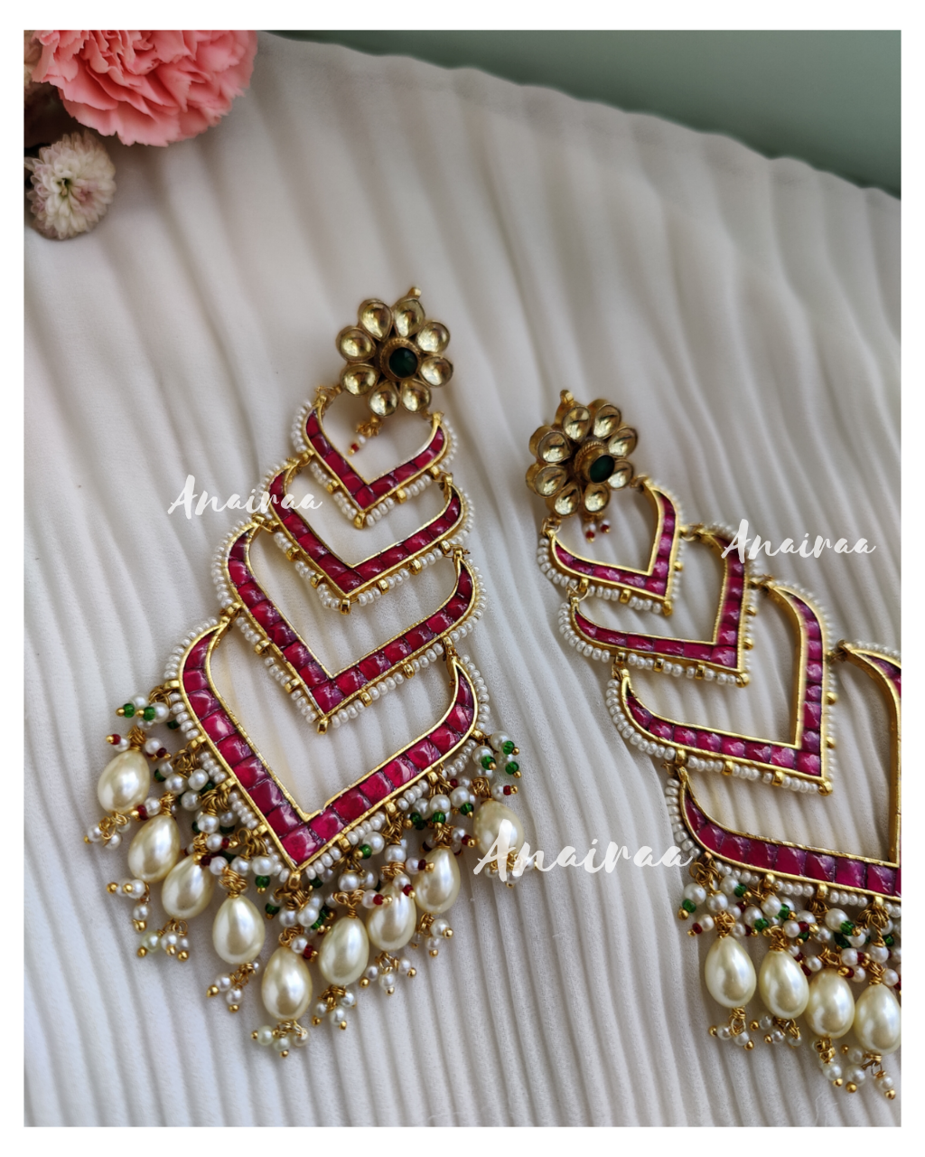 Ruby Paachi kundan earrings