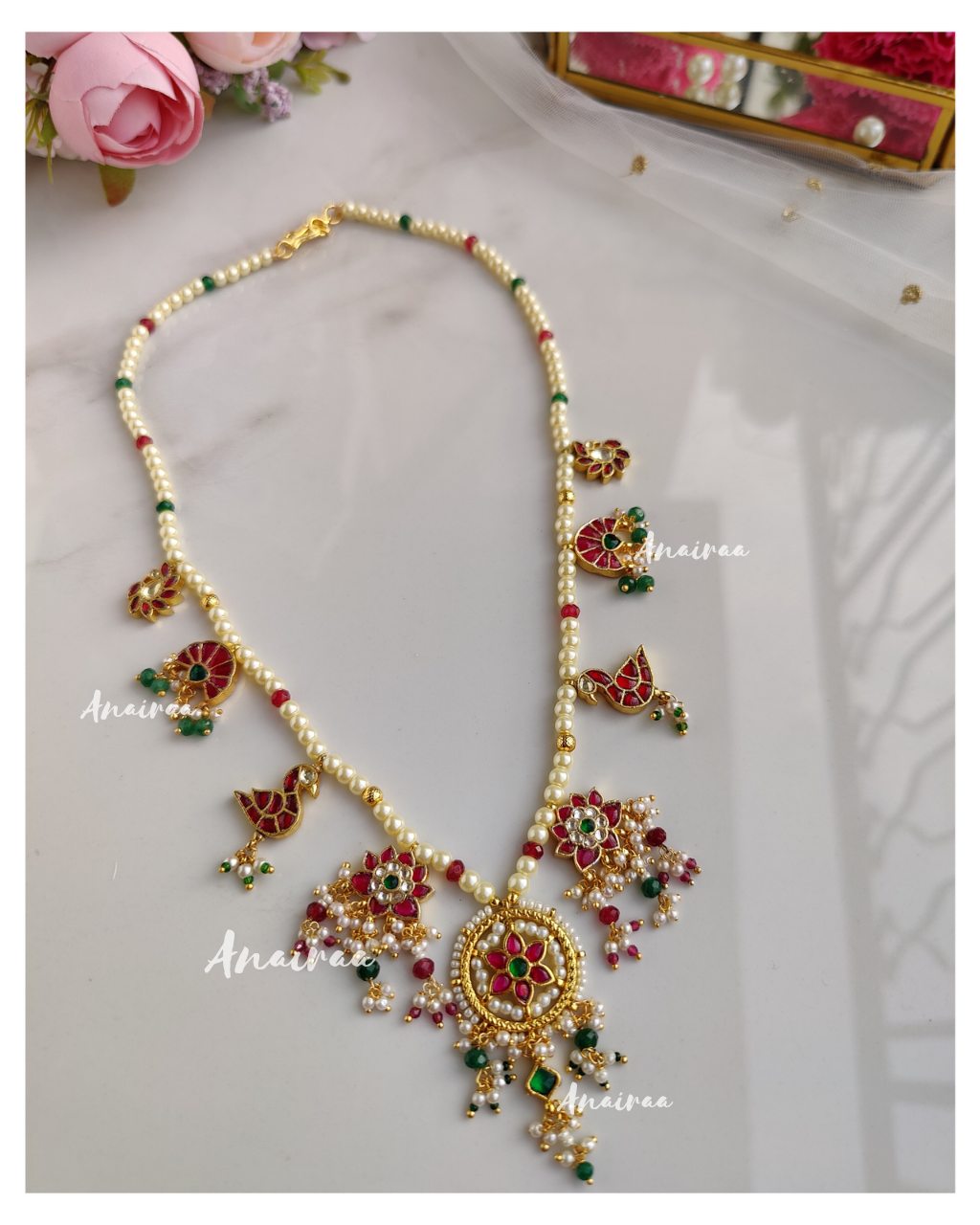 Paachi kundan long necklace set