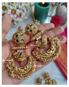 Antique finish chandbali earrings