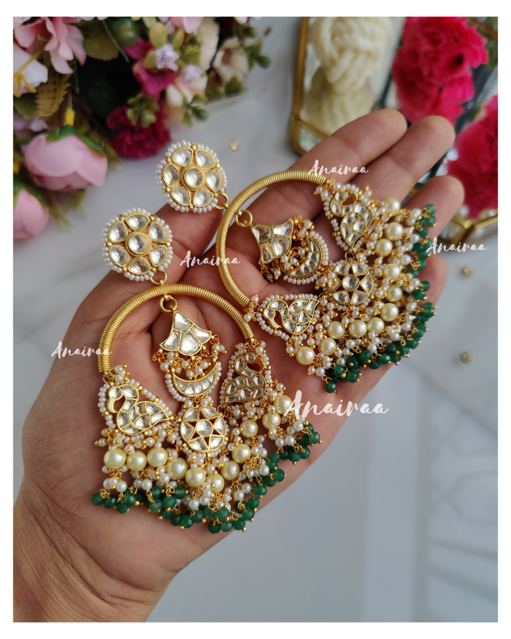 Paachi kundan chandbali earrings