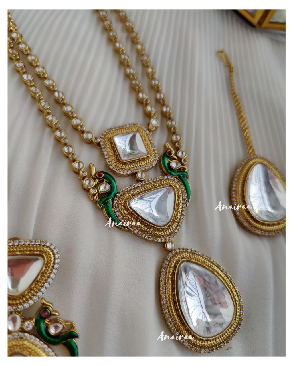 Polki necklace set with mangtikka and ring