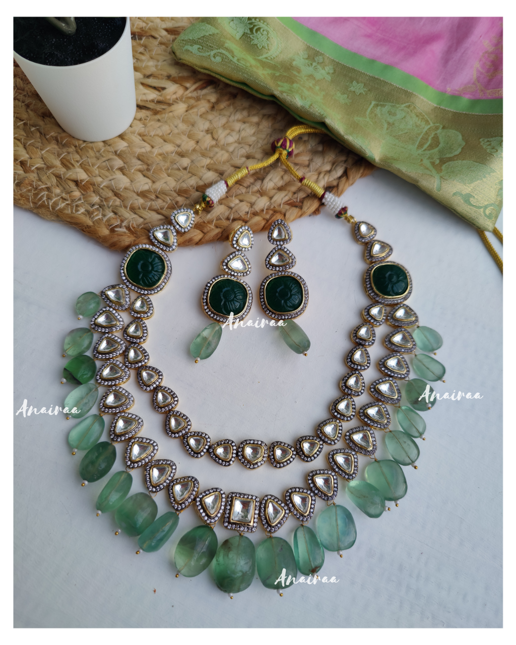 Double layer Polki necklace