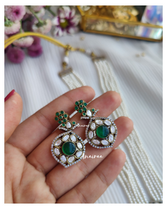 Polki emerald long necklace set(dispatch time 2 weeks)