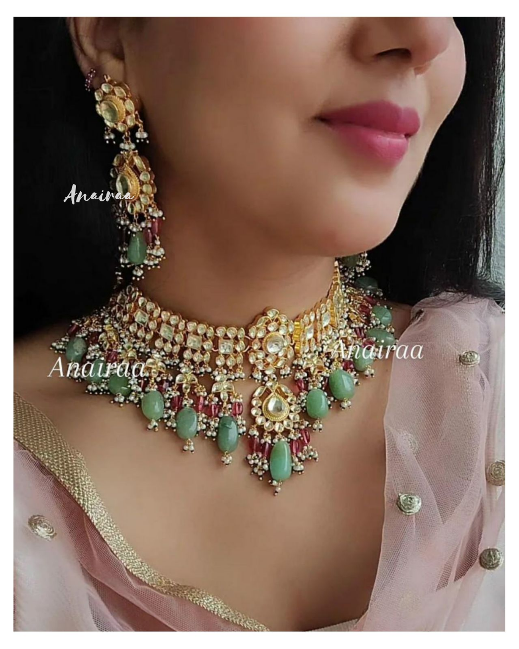 Anaya Paachi Kundan choker set ( dispatch time 25 days)