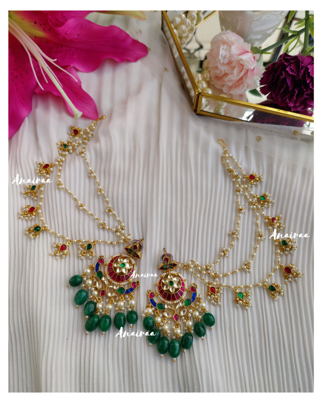 Paachi kundan peacock earrings