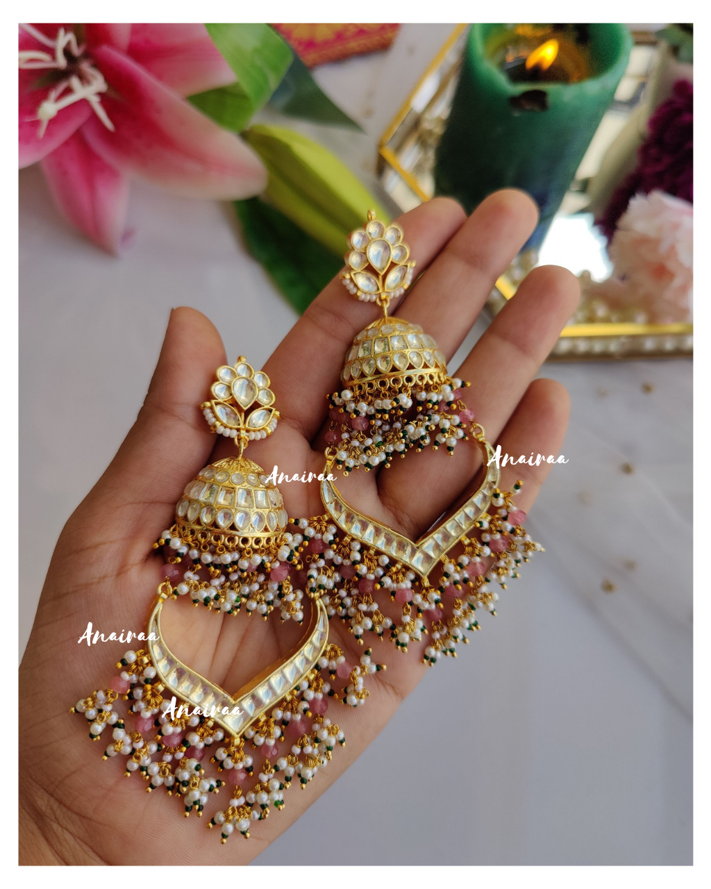 Paachi kundan chandbali Jhumka