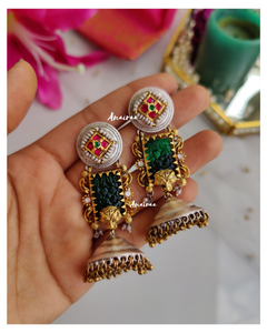 Dual tone carving stone Jhumkas