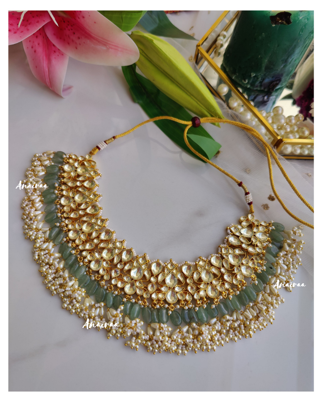Paachi kundan necklace set(Dispatch time 2 to 3 weeks) – anairaa