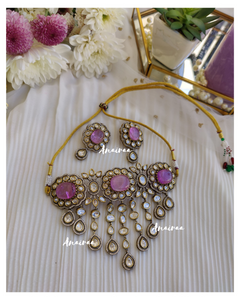 Purple polki choker set