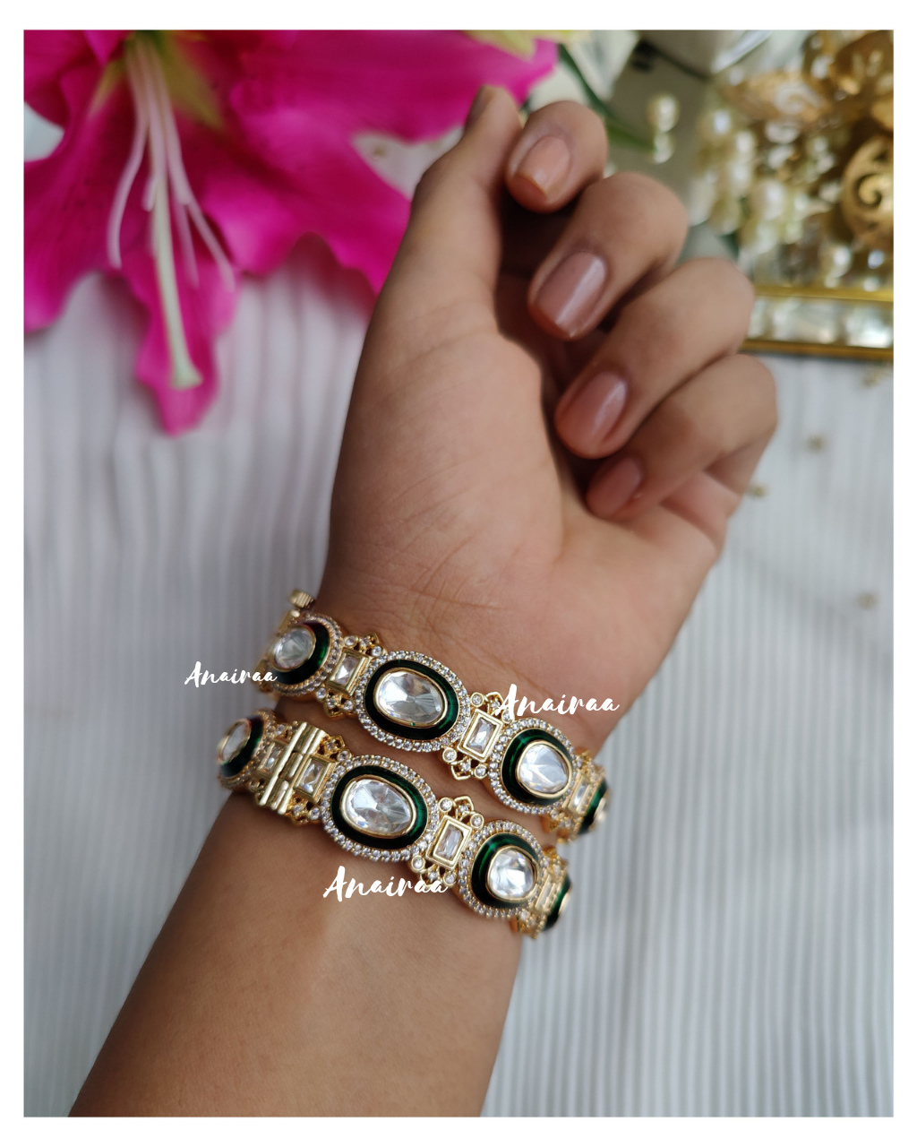 Polki Meena openable bangles