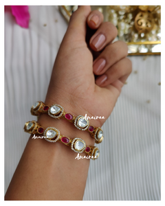Polki ruby openable bangles