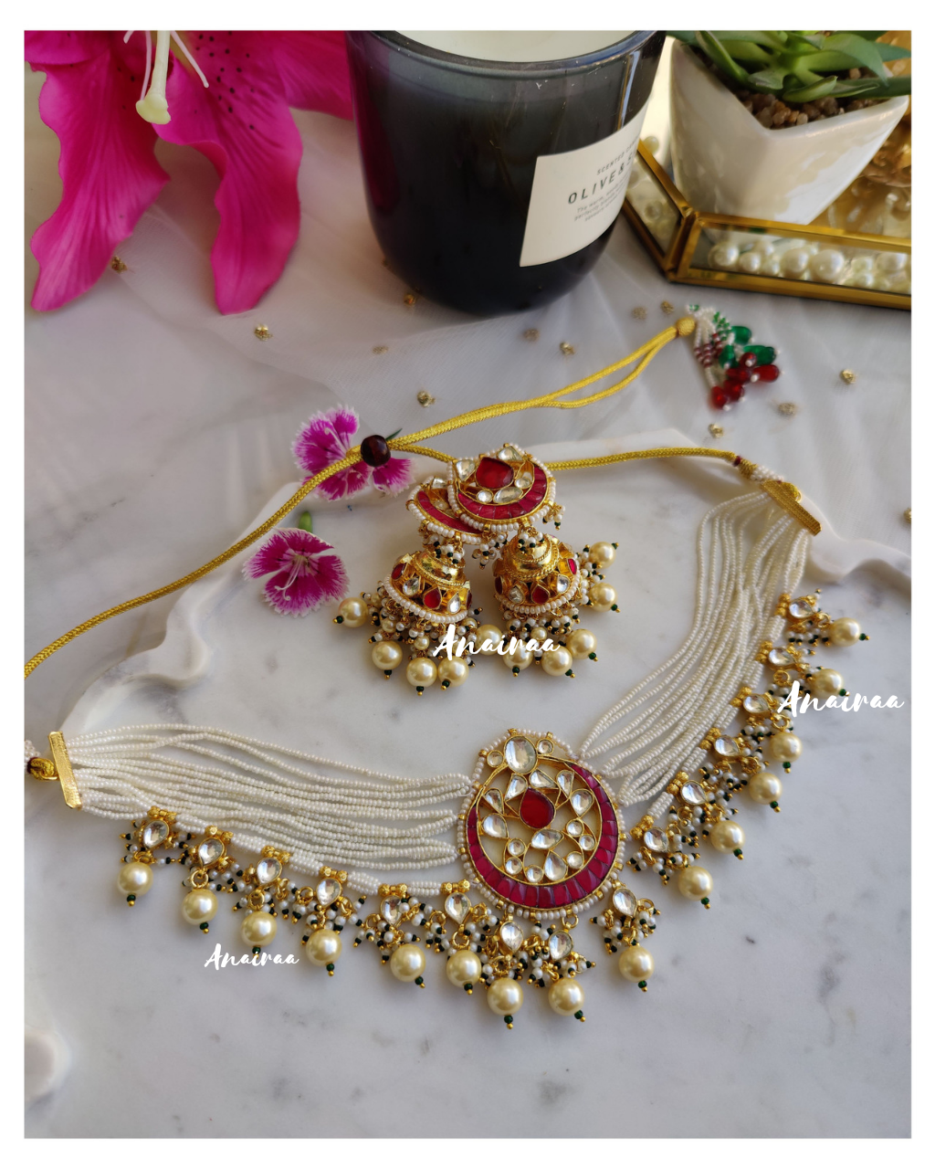 Ruby Paachi kundan Choker set