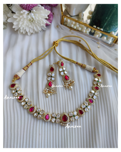 Ruby polki necklace set