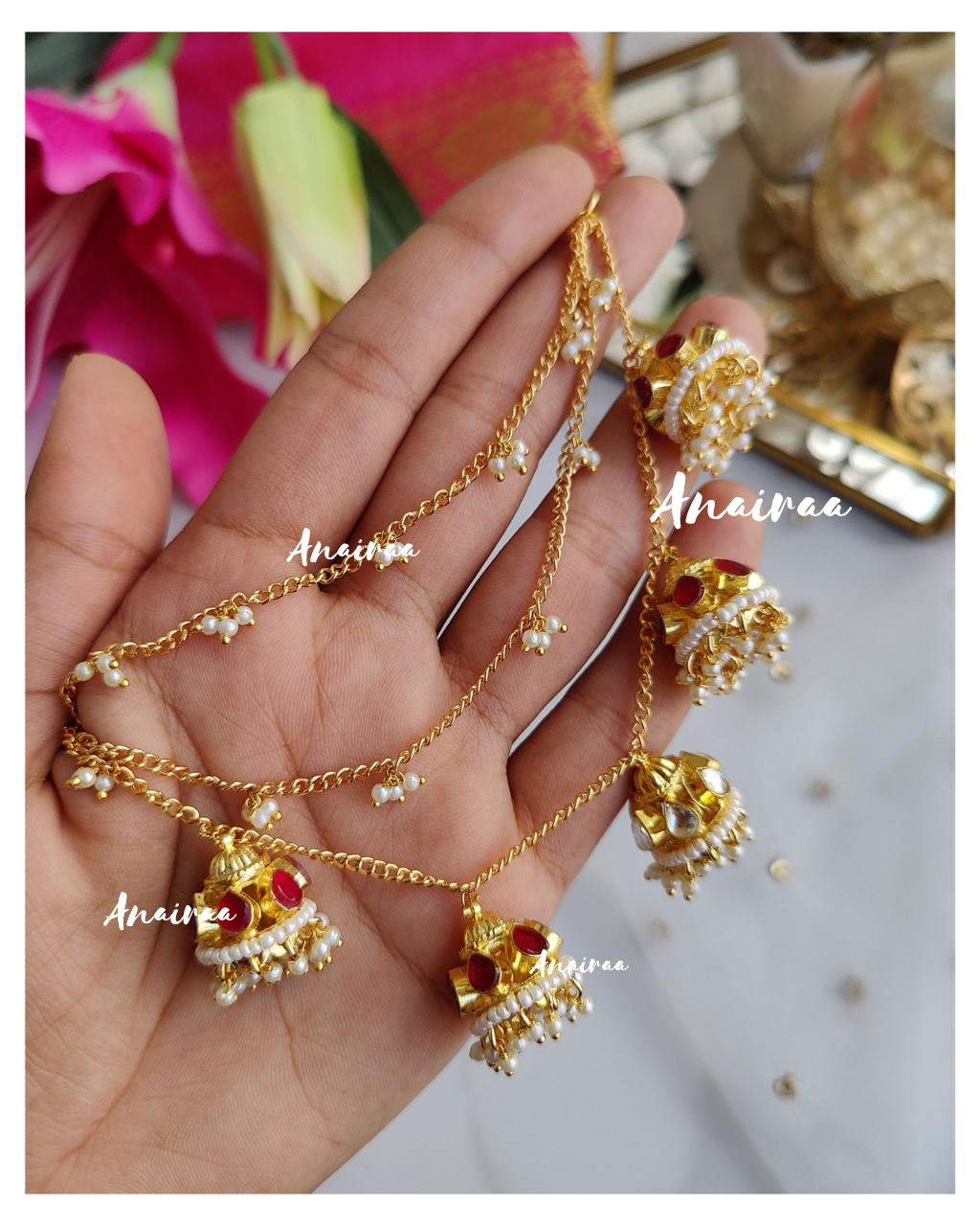 Paachi kundan jhumki earchains