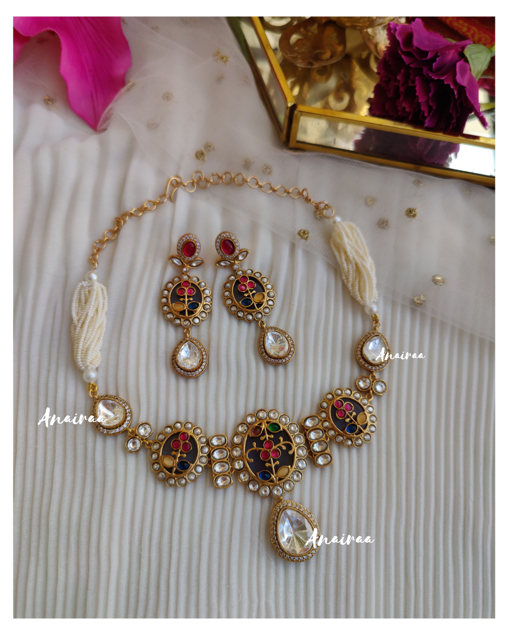 Ruhani polki navratan choker