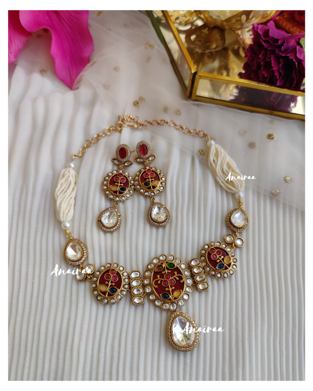 Ruhani polki navratan choker