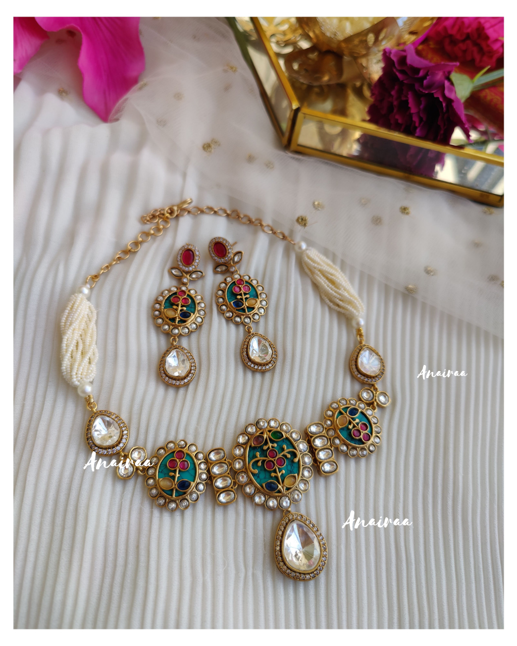 Ruhani polki navratan choker