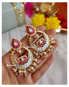 Ruby mother of pearl chandbalis