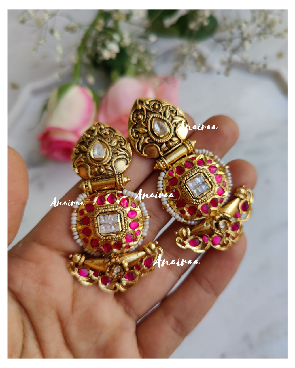 Ruby antique earrings