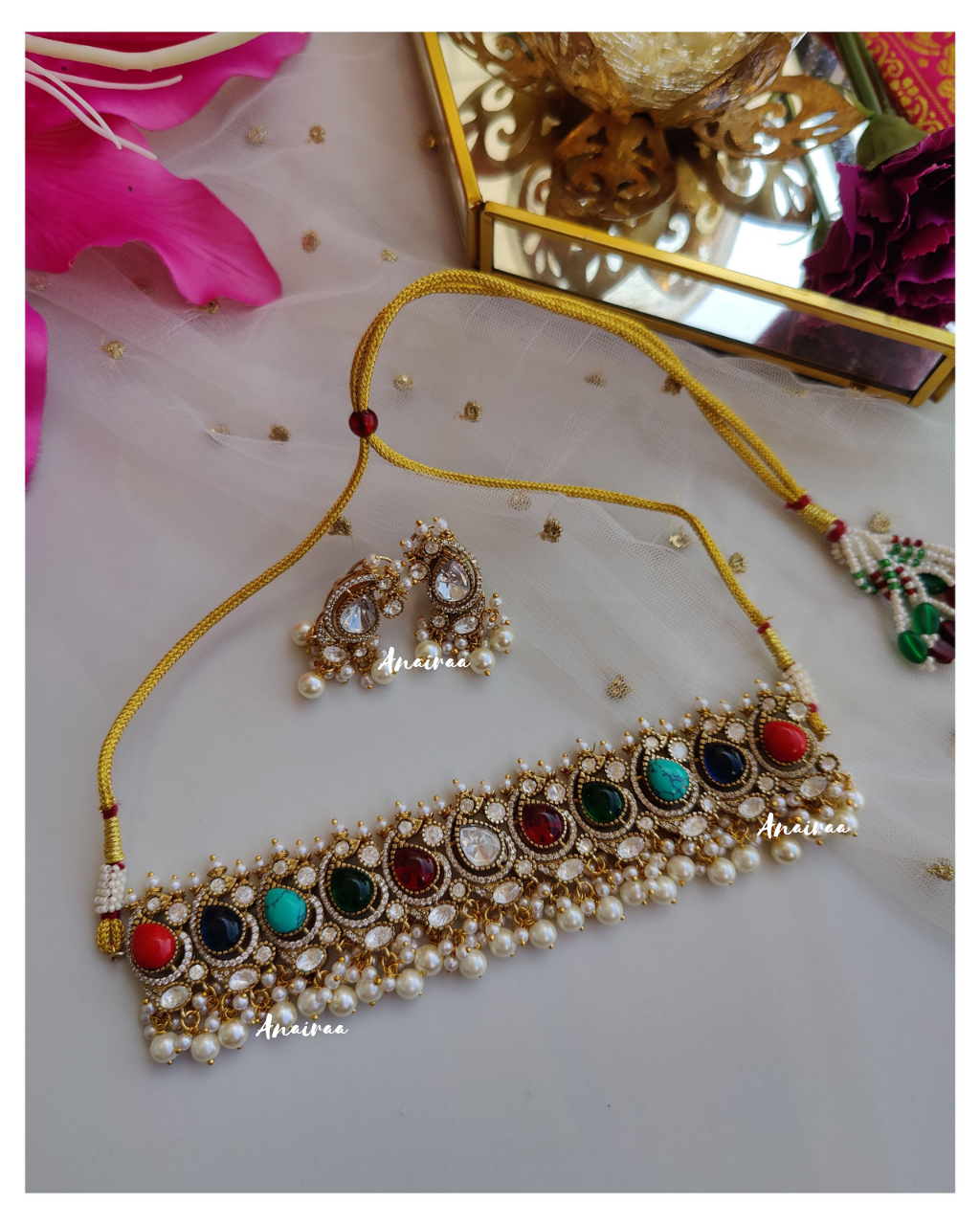 Navratan Polki choker set