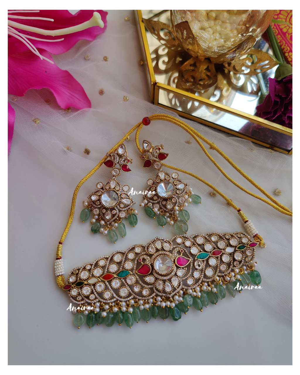 Navratan polki choker set