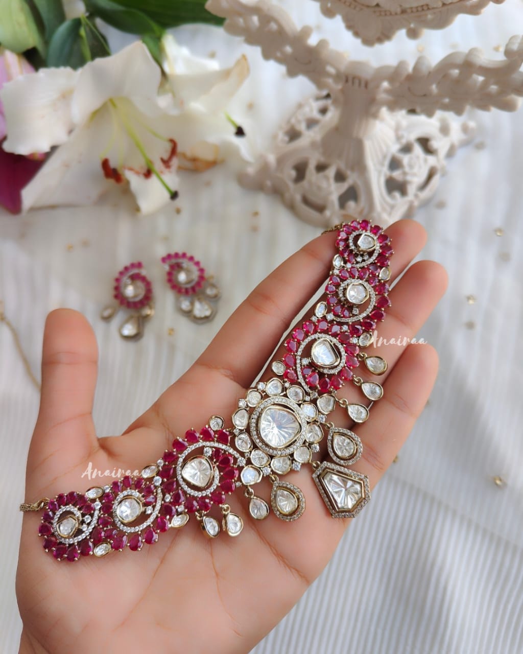 Arha Ruby Moissanite choker set