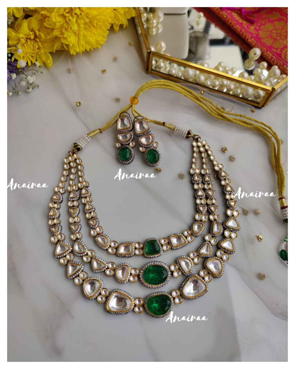 Emerald doublet necklace set