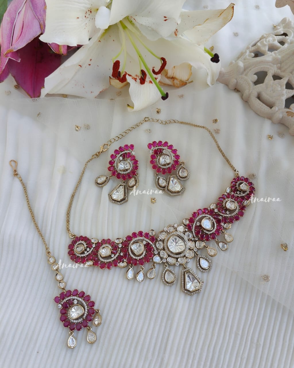 Arha Ruby Moissanite choker set