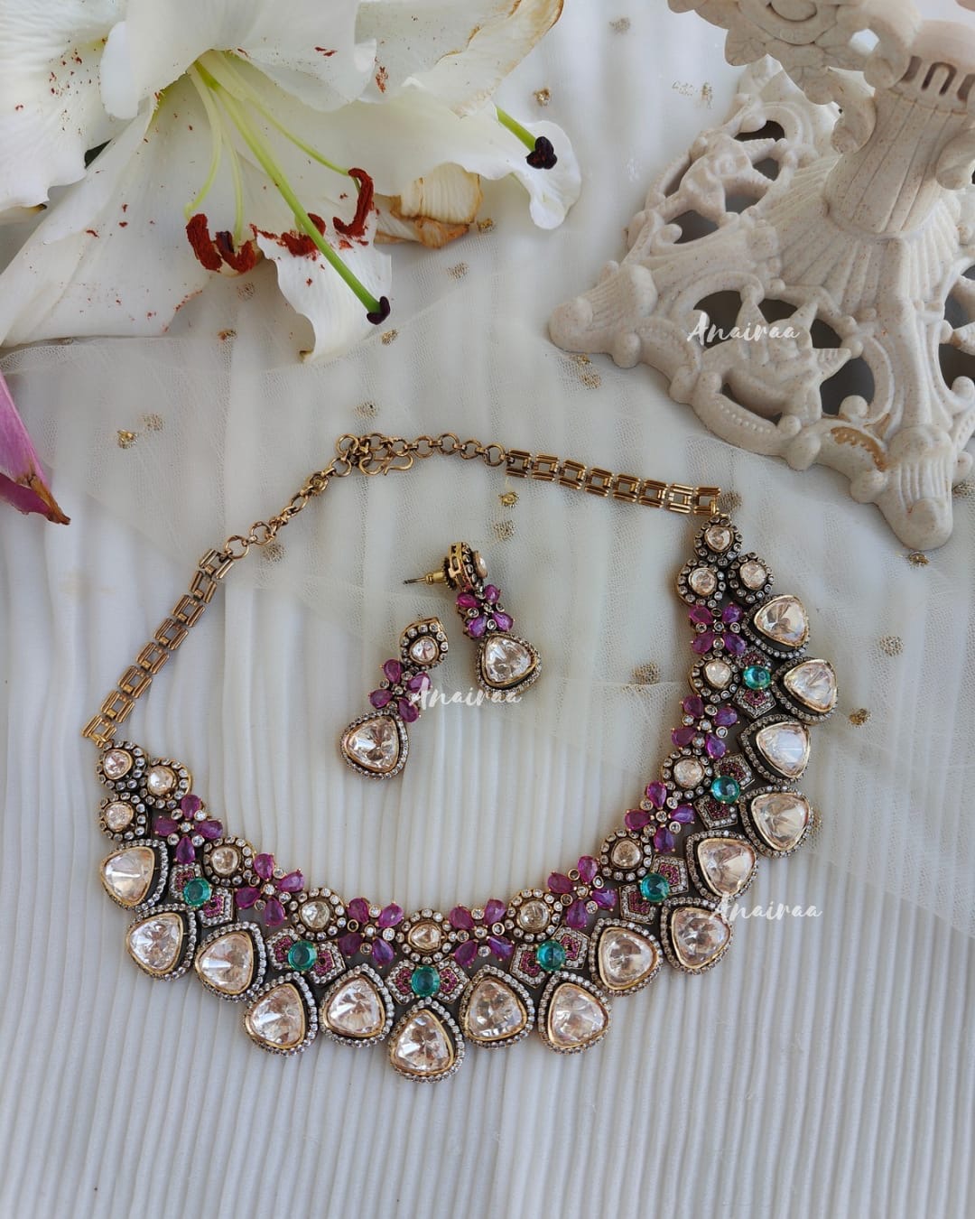 Emily Orchid Moissanite necklace set