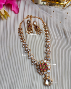 Ruby long kadi kundan set