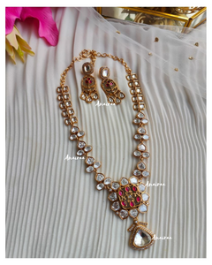 Ruby long kadi kundan set