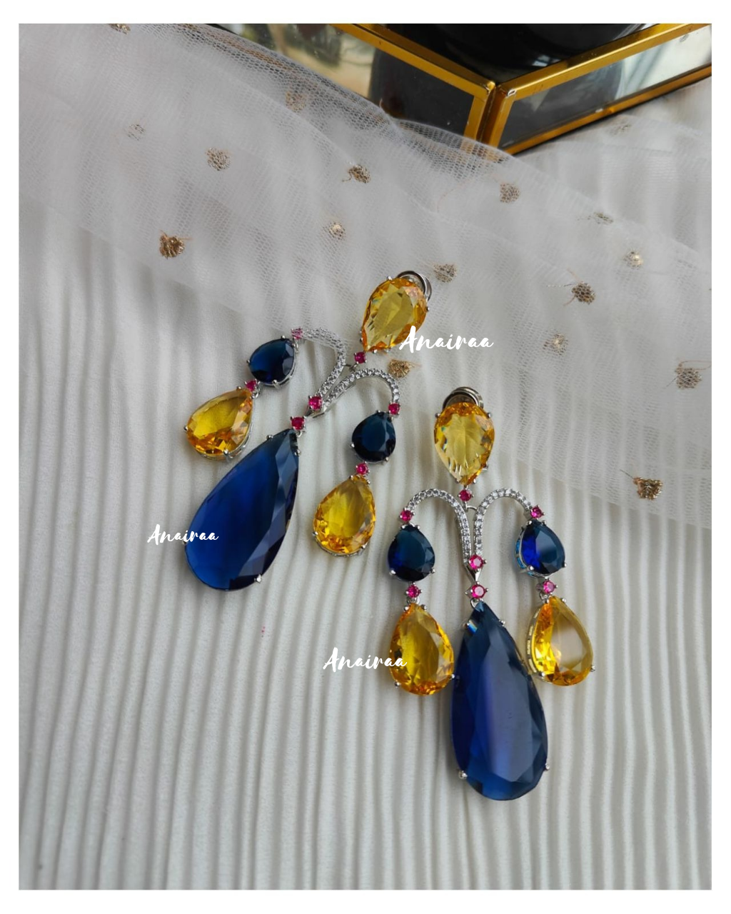 Blue sapphire doublet earrings