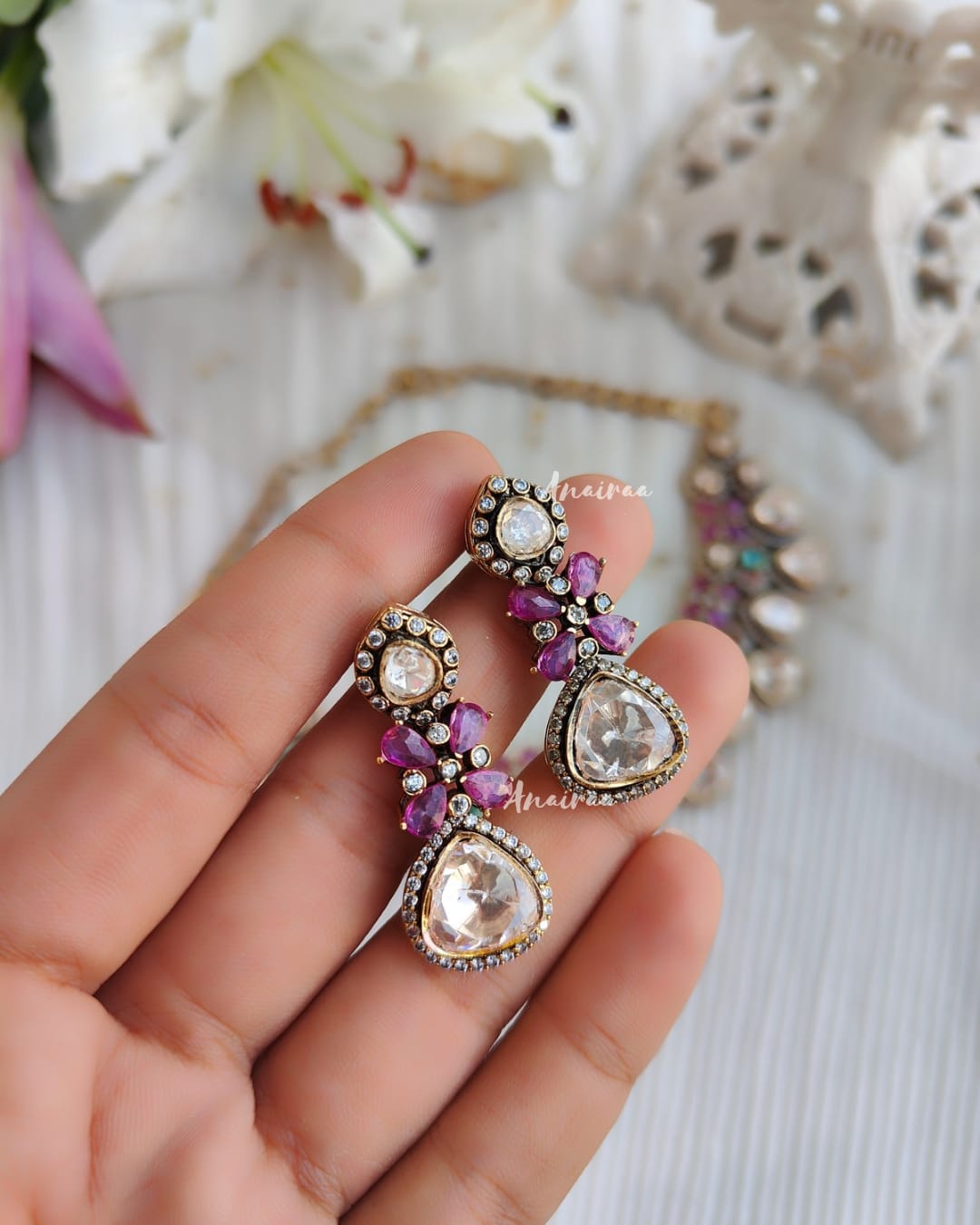 Emily Orchid Moissanite necklace set