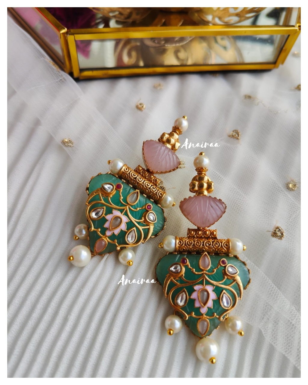 Pastel kadi kundan Earrings