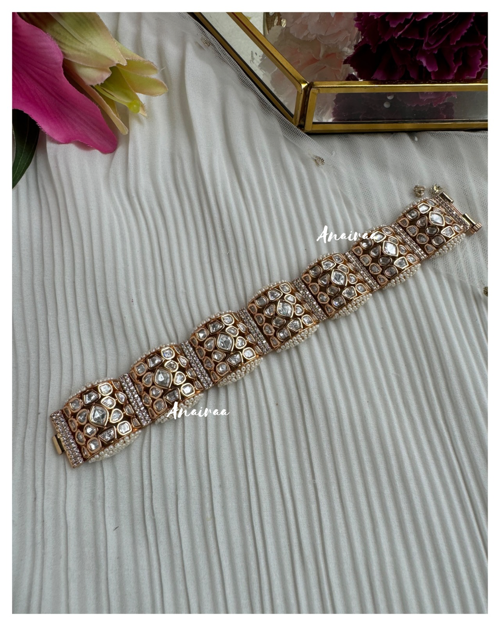 Moissanite Polki Gajra Bracelet