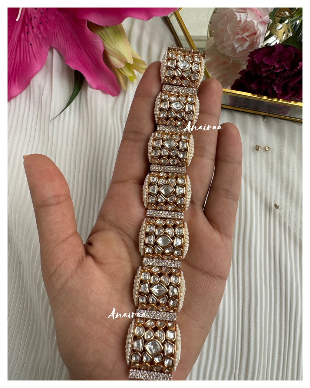 Moissanite Polki Gajra Bracelet