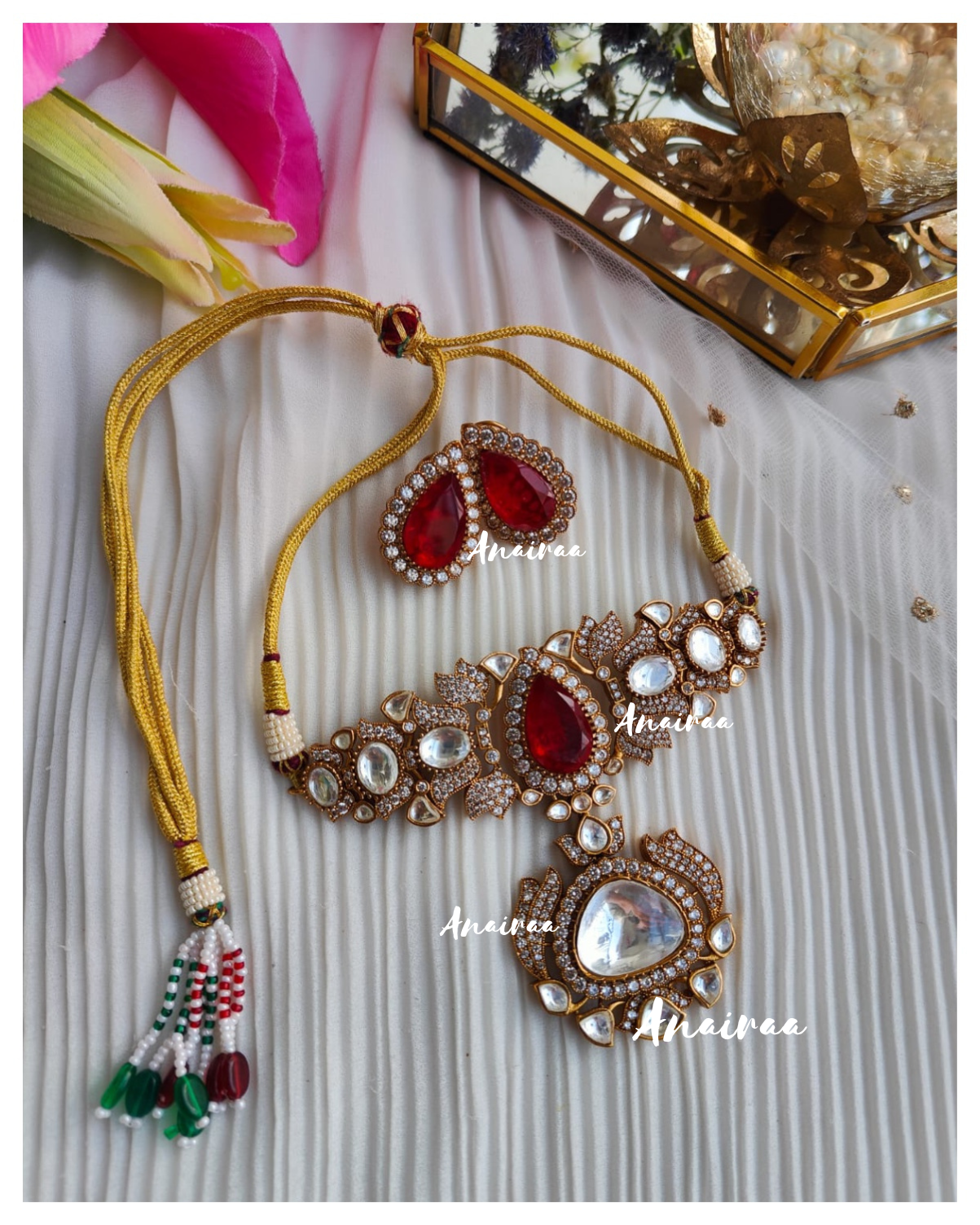 Polki Ruby Doublet choker set