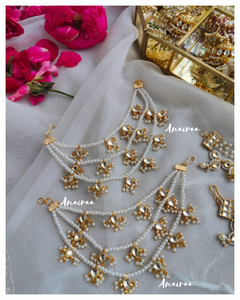 Pearls paachi kundan earchains