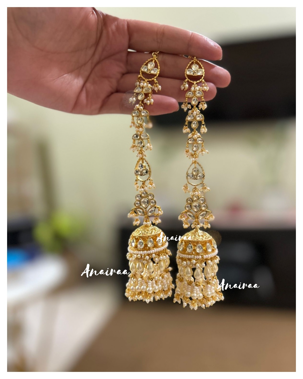 Paachi kundan jhumkas