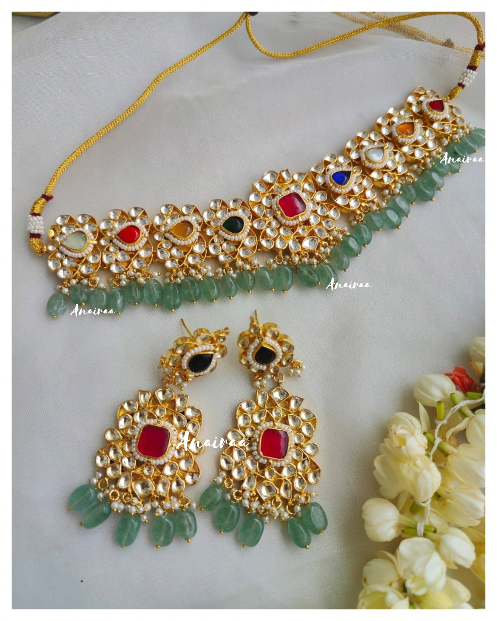 Paachi Navaratan kundan choker set