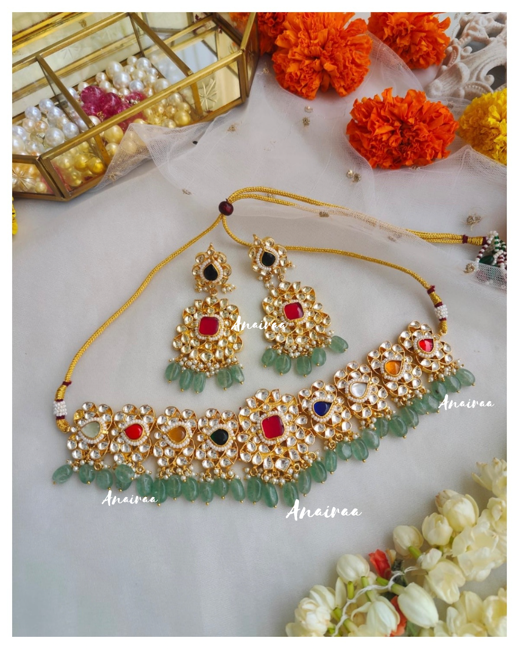 Paachi Navaratan kundan choker set