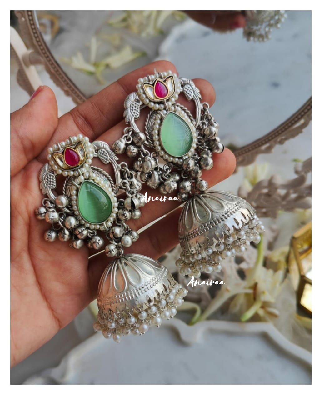 Silver plated jhumka