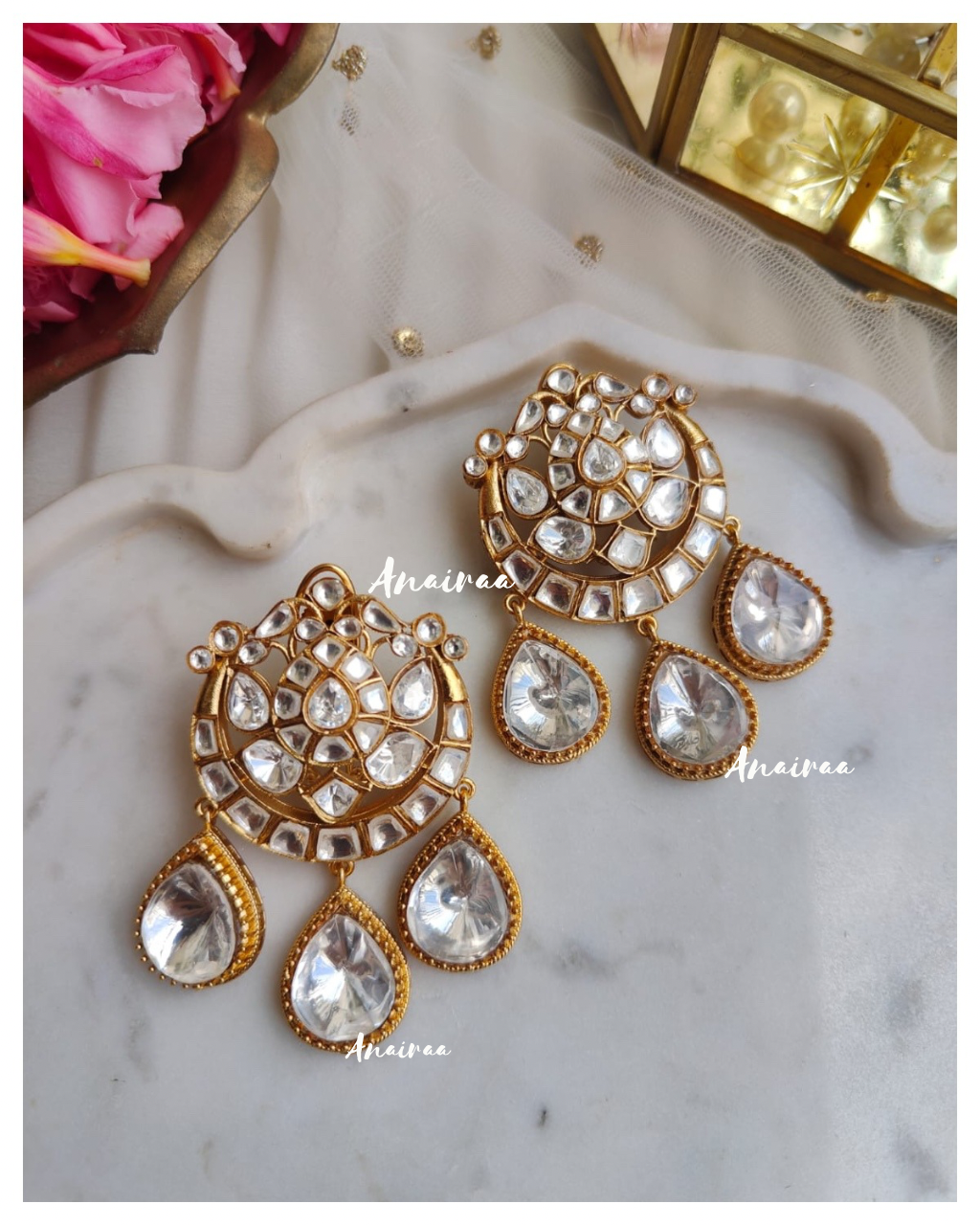 Sunaina Polki moissanite earrings